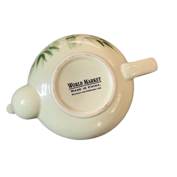 Bamboo Pattern Ceramic Teapot Lid World Market Microwave Dishwasher Safe 8x4” - Picture 4 of 8
